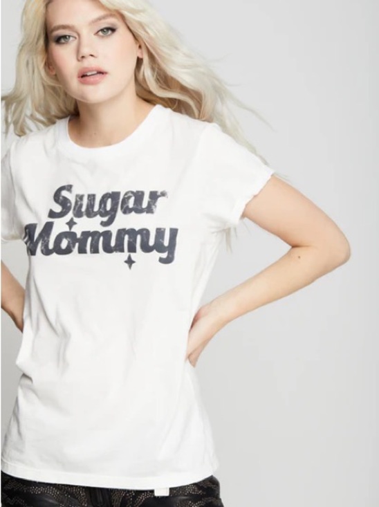Recycled Karma Tops - Recycled Karma White 'Sugar Mommy' Graphic Tee